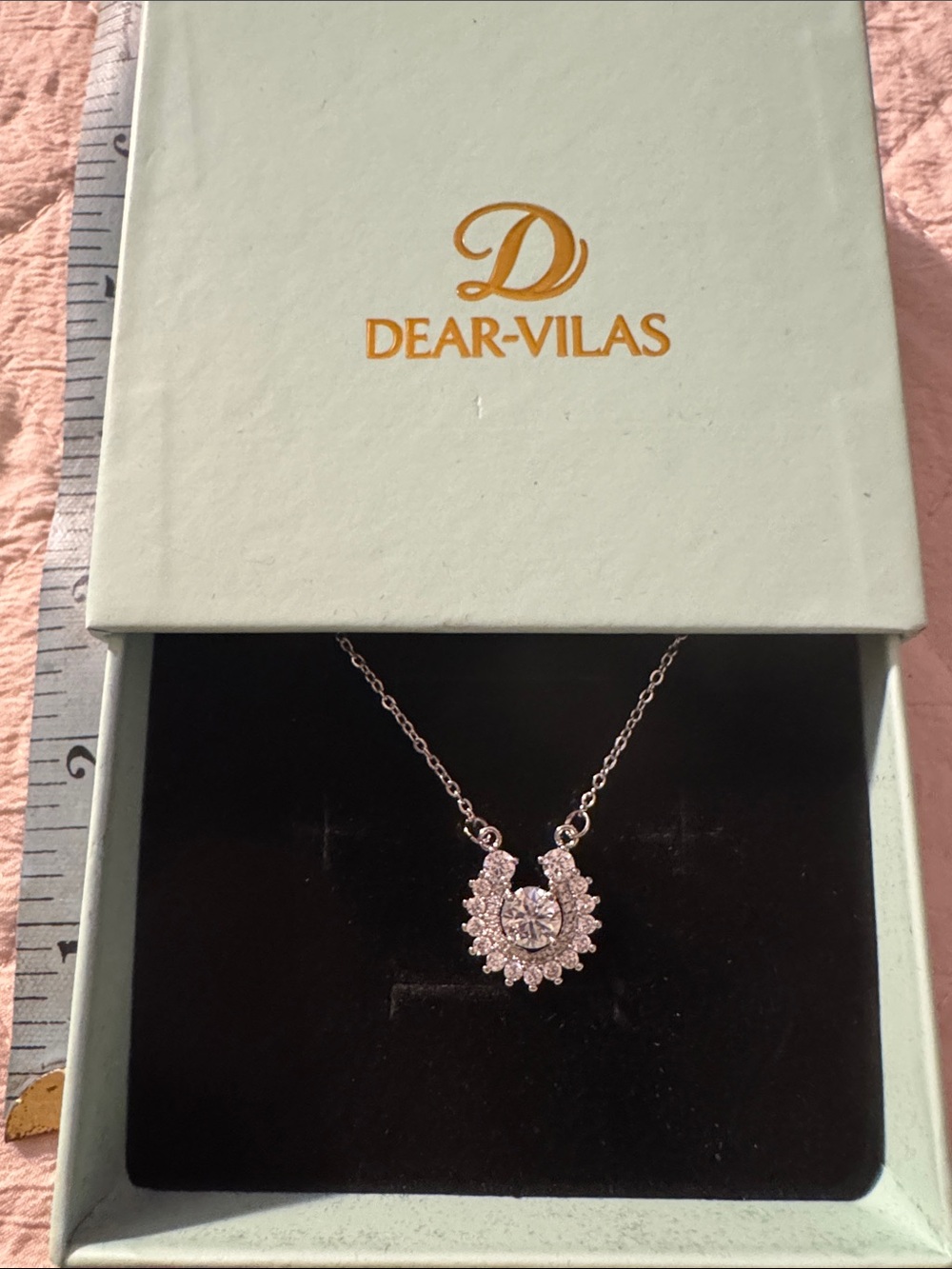 Dear-Vilas Silver Halo Pendant Necklace - White Crystal